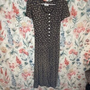 Vintage CDC Black and Cream Floral Jumpsuit